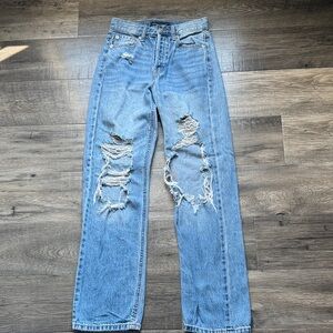 Aeropostale Medium Blue Ripped Straight Leg Jeans